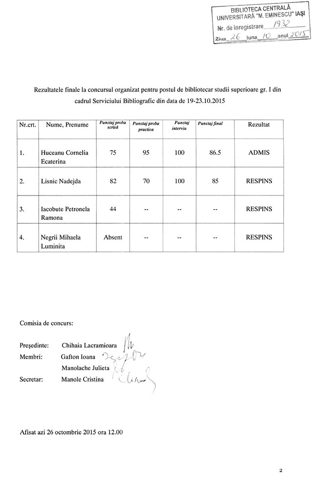 concurs bibliotecar