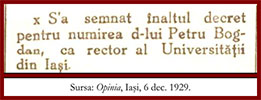 Sectiunea 6: Petru Bogdan şi Universitatea